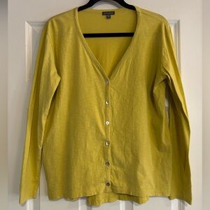 Lilla P Knit Yellow Button-Up Cardigan, size Small